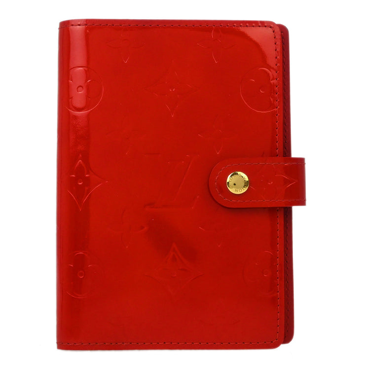 Louis Vuitton 2002 Red Monogram Vernis Agenda PM Note Book Cover R21016 Small Good