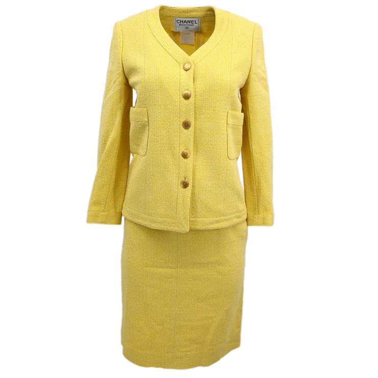 Chanel 1998 Setup Suit Jacket Skirt Yellow #36