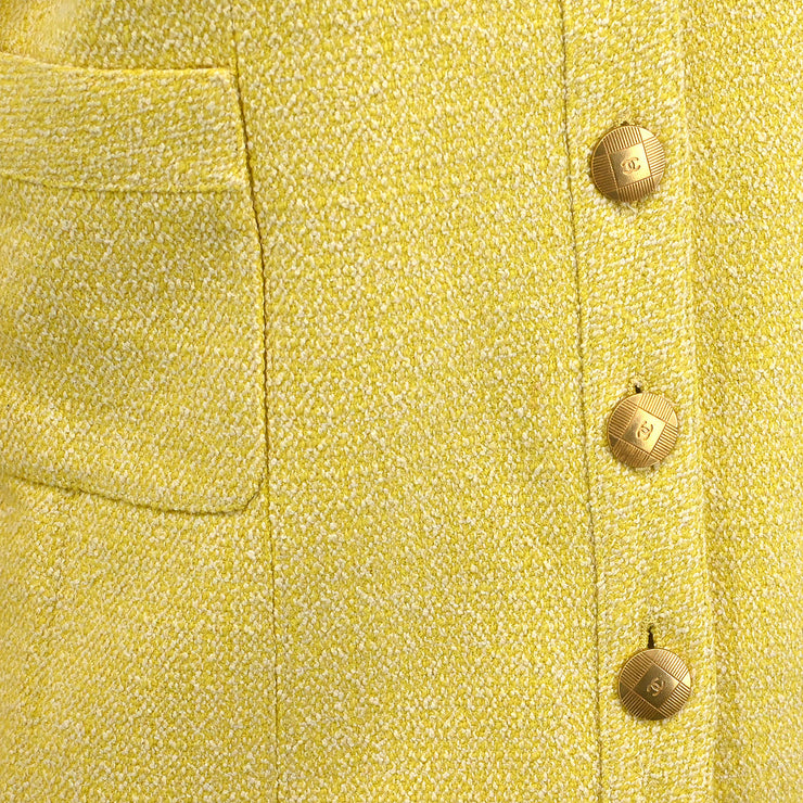 Chanel 1998 Setup Suit Jacket Skirt Yellow #36