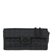 Chanel 2002-2003 Black Jacquard Nylon East West Travel Line Shoulder Bag