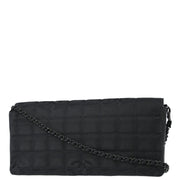 Chanel 2002-2003 Black Jacquard Nylon East West Travel Line Shoulder Bag