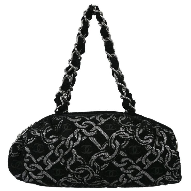 Chanel 2005-2006 Black Cotton Jacquard Bowling Bag