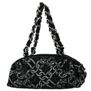 Chanel 2005-2006 Black Cotton Jacquard Bowling Bag