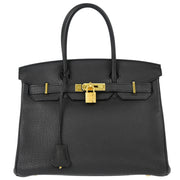 Hermes Black Taurillon Clemence Birkin 30 Handbag