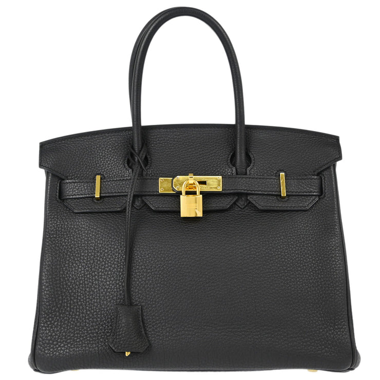 Hermes Black Taurillon Clemence Birkin 30 Handbag