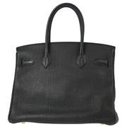 Hermes Black Taurillon Clemence Birkin 30 Handbag