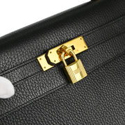 Hermes 1994 Black Ardennes Kelly 32 Sellier Handbag