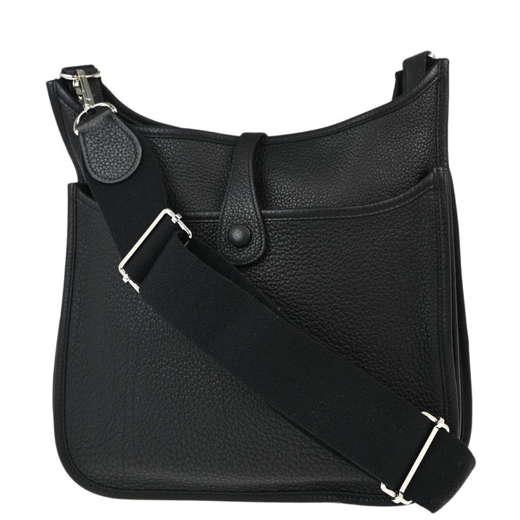 Hermes Black Taurillon Clemence Evelyne 3 29 PM Shoulder Bag