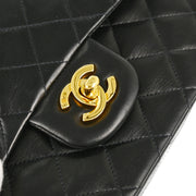 Chanel 1997-1999 Black Lambskin Small Classic Double Flap Shoulder Bag