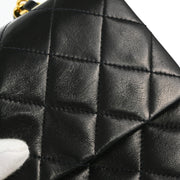 Chanel 1997-1999 Black Lambskin Small Classic Double Flap Shoulder Bag