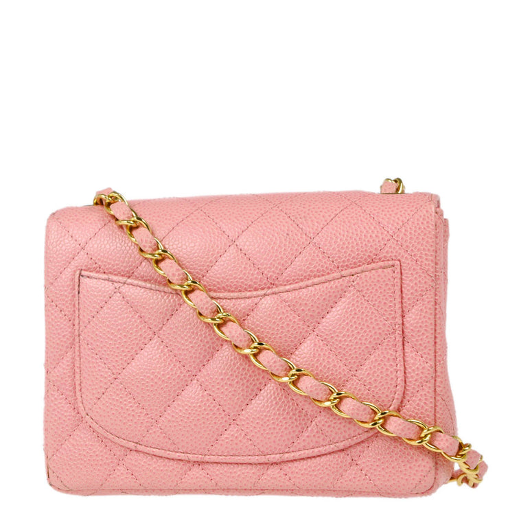 Chanel 2005-2006 Pink Caviar Mini Classic Square Flap Shoulder Bag 17