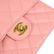 Chanel 2005-2006 Pink Caviar Mini Classic Square Flap Shoulder Bag 17