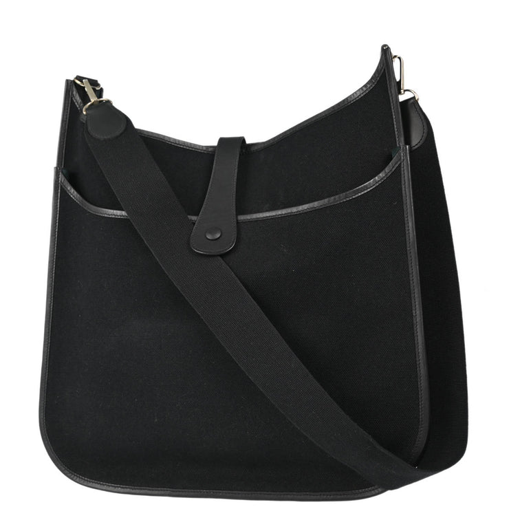 Hermes Black Toile Barenia Evelyne 2 41 TGM Shoulder Bag