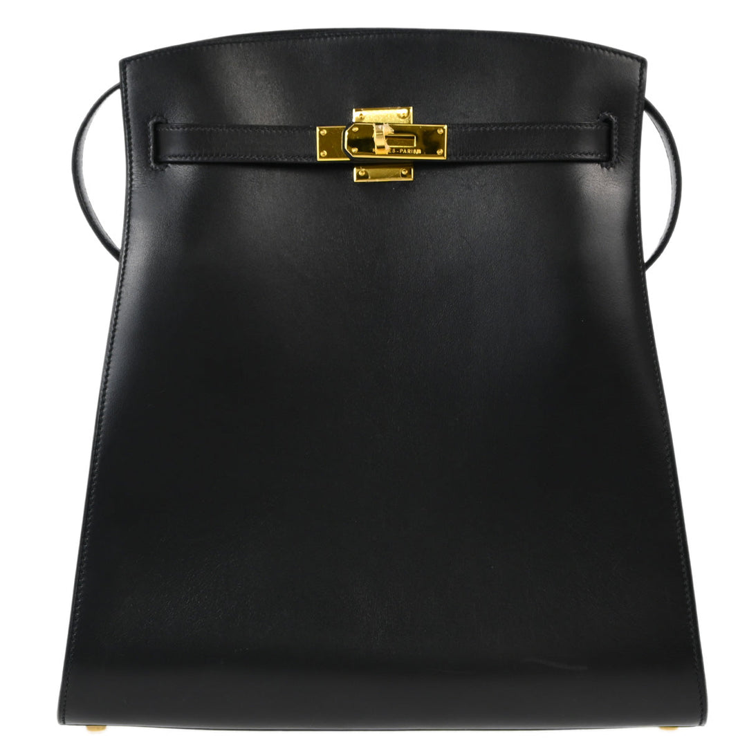 Hermes 1993 Black Box Calf Kelly Sport GM Shoulder Bag Hermes 1993 Black Box Calf Kelly Sport GM Shoulder Bag