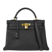 Hermes Black Togo Kelly 32 Retourne 2way Shoulder Handbag