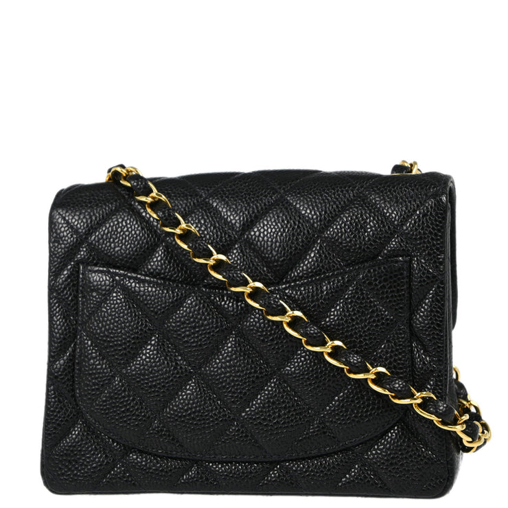 Chanel 2002-2003 Black Caviar Mini Classic Square Flap Shoulder Bag 17