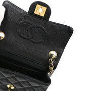 Chanel 2002-2003 Black Caviar Mini Classic Square Flap Shoulder Bag 17