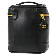 Chanel 1996-1997 Black Lambskin Bicolore Vanity Handbag