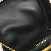 Chanel 1996-1997 Black Lambskin Bicolore Vanity Handbag