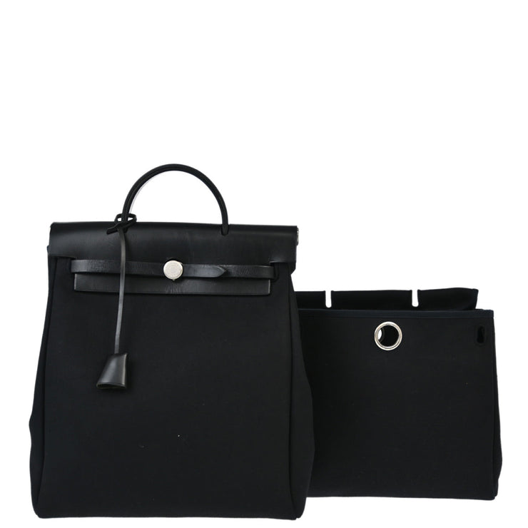 Hermes Black Toile Officier Herbag a Dos Backpack