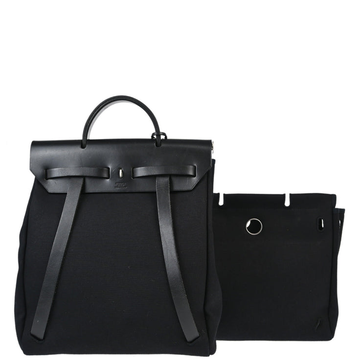 Hermes Black Toile Officier Herbag a Dos Backpack