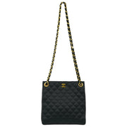 Chanel 1986-1988 Black Satin Shoulder Bag