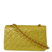 Chanel 1996-1997 Green Lambskin Medium Classic Double Flap Shoulder Bag