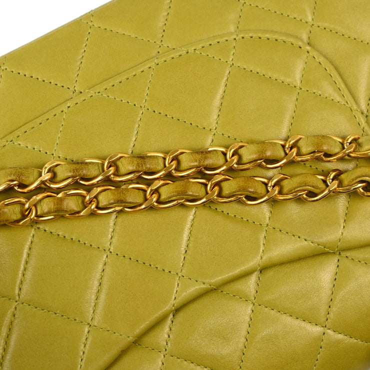 Chanel 1996-1997 Green Lambskin Medium Classic Double Flap Shoulder Bag