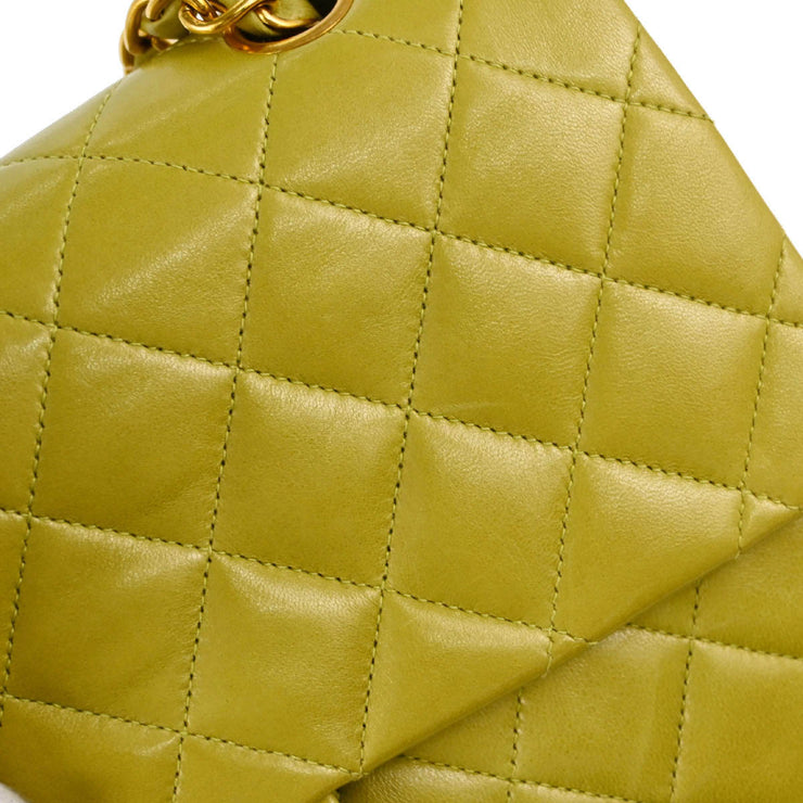 Chanel 1996-1997 Green Lambskin Medium Classic Double Flap Shoulder Bag