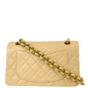 Chanel 1994-1996 Beige Lambskin Small Classic Double Flap Shoulder Bag