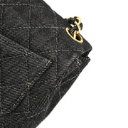 Chanel 1997-1999 Black Denim Mini Classic Square Flap Shoulder Bag 17