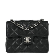 Chanel 2003-2004 Black Caviar Mini Classic Square Flap Shoulder Bag 17