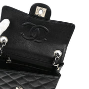 Chanel 2003-2004 Black Caviar Mini Classic Square Flap Shoulder Bag 17