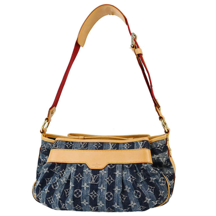 Louis Vuitton 2006 Blue Monogram Denim Porte Epol Raye MM M95334