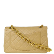 Chanel 1989-1991 Beige Lambskin Small Classic Double Flap Shoulder Bag