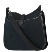 Hermes Black Toile Chevrons Swift Evelyne 2 41 TGM Shoulder Bag