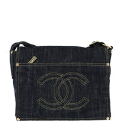 Chanel 2000-2002 Navy Denim Shoulder Bag