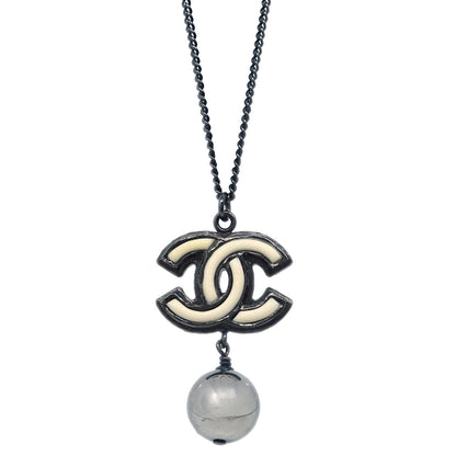 Chanel Chain Necklace Silver Black B13B