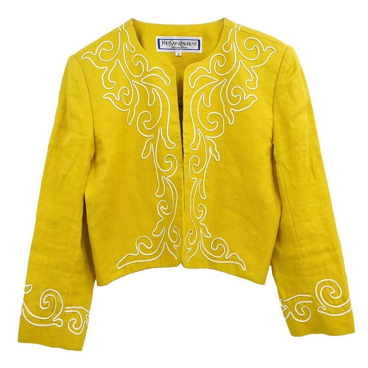 Yves Saint Laurent Collarless Jacket Yellow #S