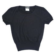 Chanel 1995 Short Sleeve Sweater Knit Top Black #38