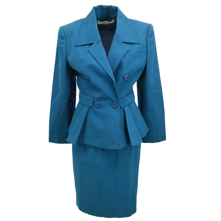 Christian Dior Setup Suit Jacket Skirt Blue #7