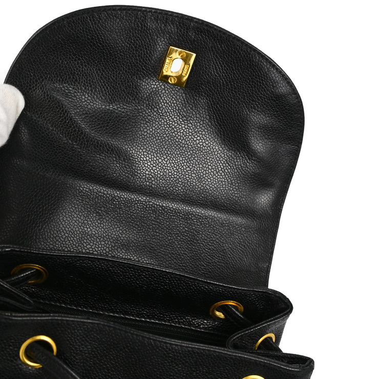 Chanel 1996-1997 Black Caviar Triple CC Backpack