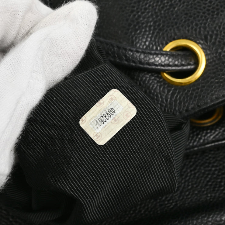 Chanel 1996-1997 Black Caviar Triple CC Backpack