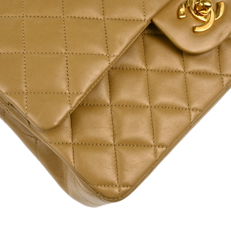 Chanel 1994-1996 Beige Lambskin Medium Classic Double Flap Shoulder Bag