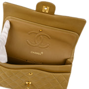 Chanel 1994-1996 Brown Lambskin Medium Classic Double Flap Shoulder Bag