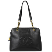 Chanel 1994-1996 Black Caviar Chain Shoulder Tote Bag