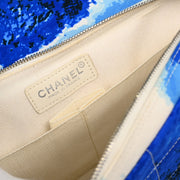 Chanel Blue Canvas Surf Line Choco Bar Shoulder Bag