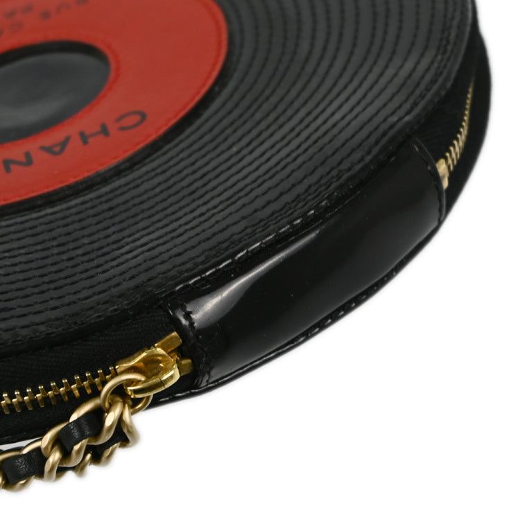 Chanel 2003-2004 Black Patent Leather Record Clutch Bag