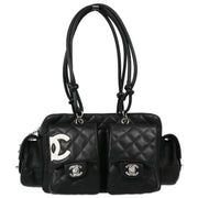 Chanel 2005-2006 Black Calfskin Cambon Ligne Reporter Handbag