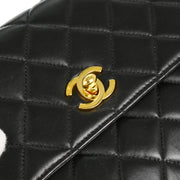 Chanel 1996-1997 Black Lambskin Straight Single Flap Handbag